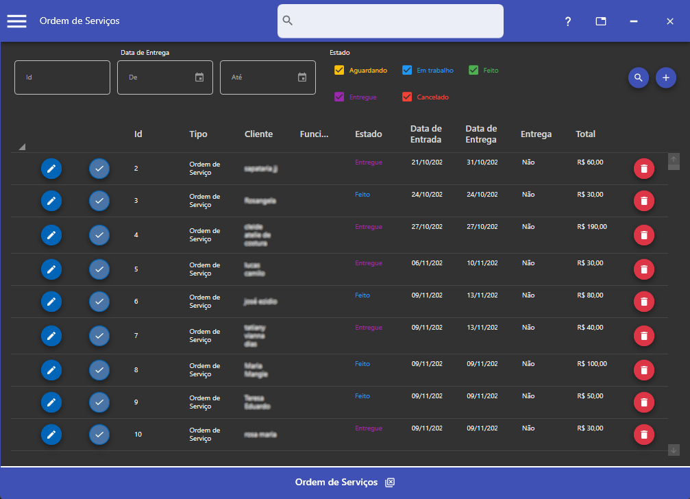 Order Of Service List